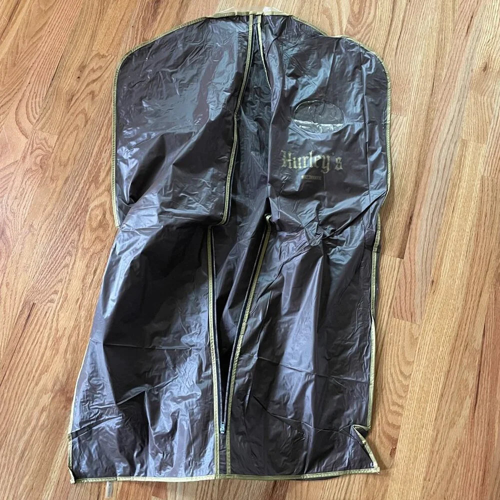 Vintage Hurley’s Men’s Shop Garment Bag Zippered Lightweight Vinyl Plastic Brown